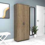 Ντουλάπα ρούχων - παπουτσοθήκη Eric Megapap δίφυλλη χρώμα καρυδί 76x36x187εκ.