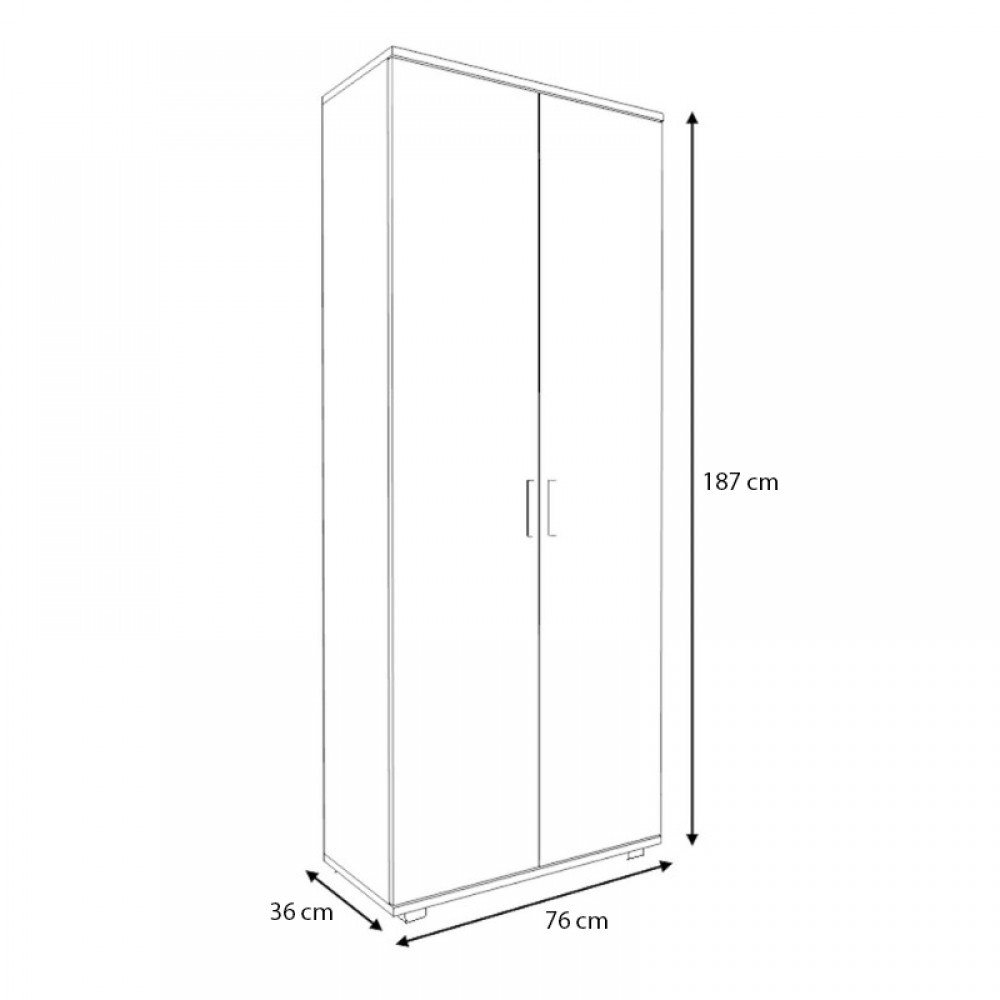 Ντουλάπα ρούχων - παπουτσοθήκη Eric Megapap δίφυλλη χρώμα καρυδί 76x36x187εκ.