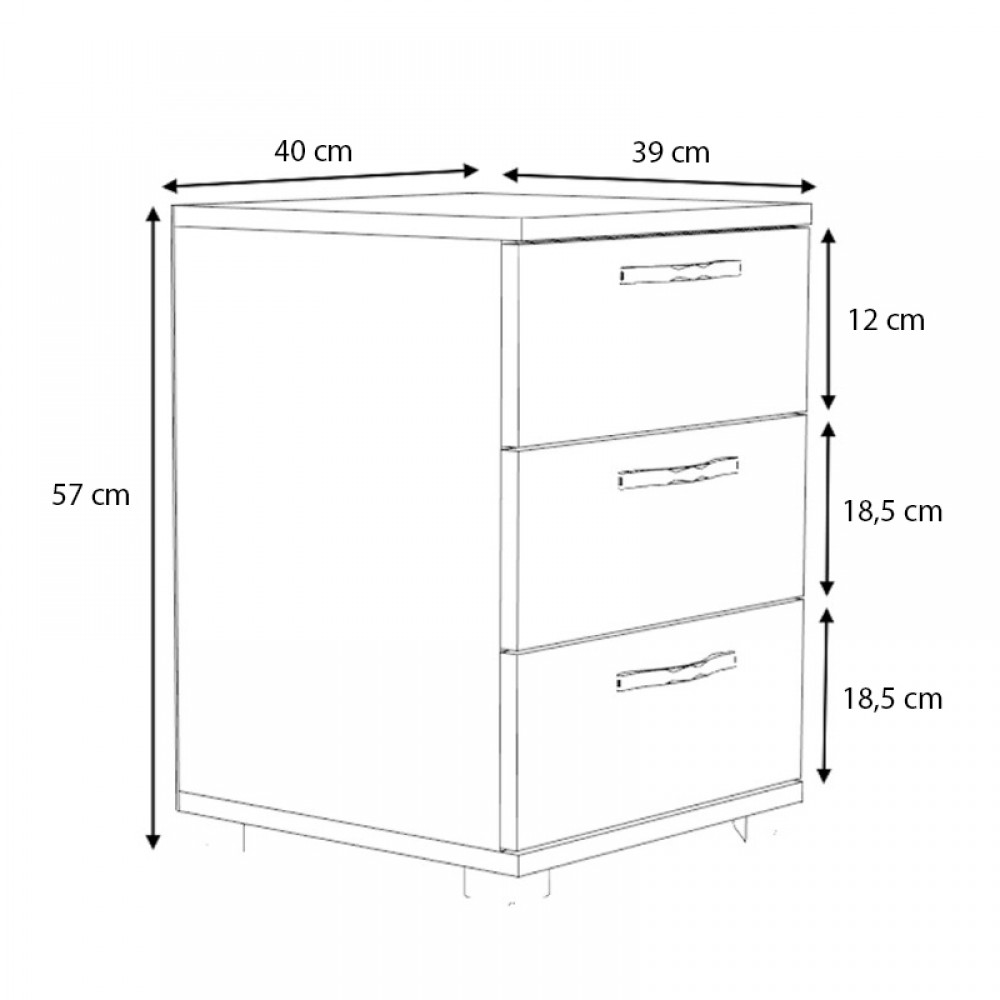 Κομοδίνο - Συρταριέρα γραφείου Roco Megapap χρώμα γκρι σκυροδέματος 40x39x57εκ.