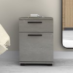 Κομοδίνο - Συρταριέρα γραφείου Veto Megapap χρώμα γκρι σκυροδέματος 40x39x57εκ.