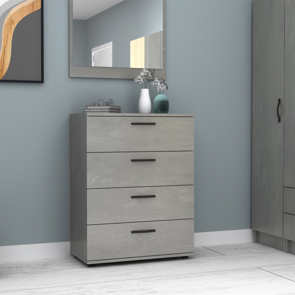 Συρταριέρα Velika Megapap χρώμα γκρι σκυροδέματος 73x44x96εκ.