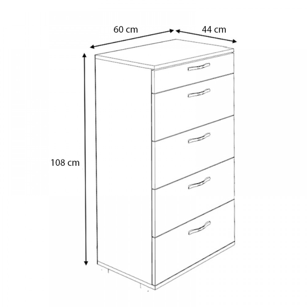 Συρταριέρα Helia Megapap χρώμα γκρι σκυροδέματος 60x44x108εκ.