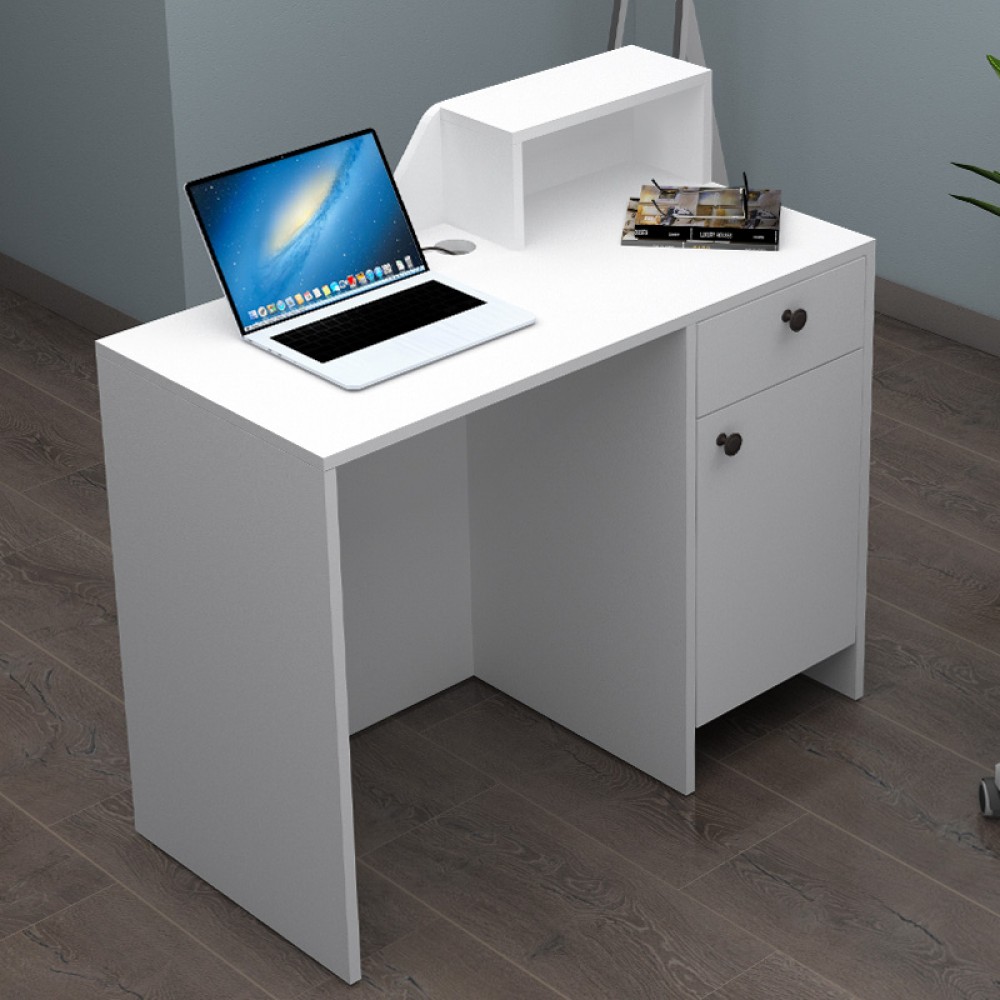 Γραφείο υποδοχής - reception Merlin Megapap χρώμα λευκό 110x50x101,8εκ.