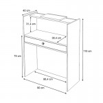 Γραφείο υποδοχής - reception Mezzo Megapap χρώμα λευκό - φυσικό οξιάς 90x40x110εκ.