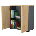 Ντουλάπι γραφείου με κλειδαριά επαγγελματικό Venturo Megapap χρώμα ανθρακί - φυσικό οξιάς 80x40x80εκ.