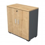 Ντουλάπι γραφείου με κλειδαριά επαγγελματικό Venturo Megapap χρώμα ανθρακί - φυσικό οξιάς 80x40x80εκ.
