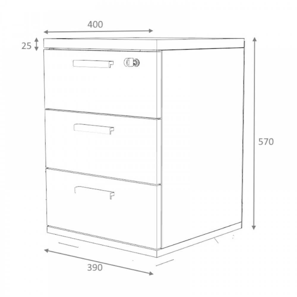 Συρταριέρα γραφείου επαγγελματική Venturo Megapap χρώμα ανθρακί - φυσικό οξιάς 39x40x57εκ.