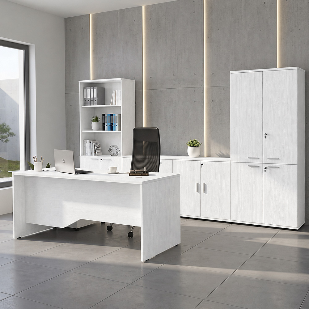 Γραφείο επαγγελματικό Venturo Megapap χρώμα λευκό 150x80x75εκ.