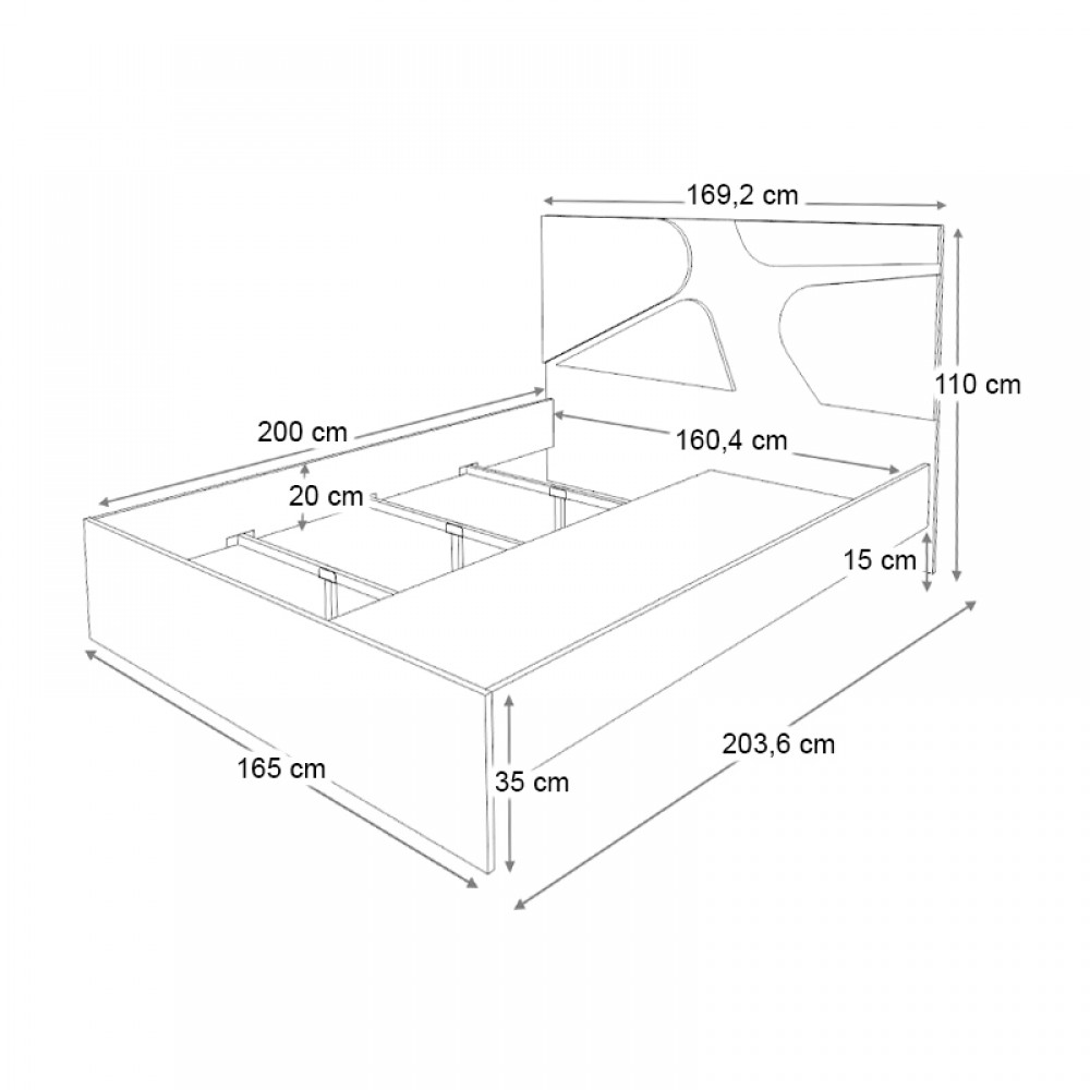Κρεβάτι Bergamo Megapap χρώμα φυσικό οξιάς 160x200εκ.