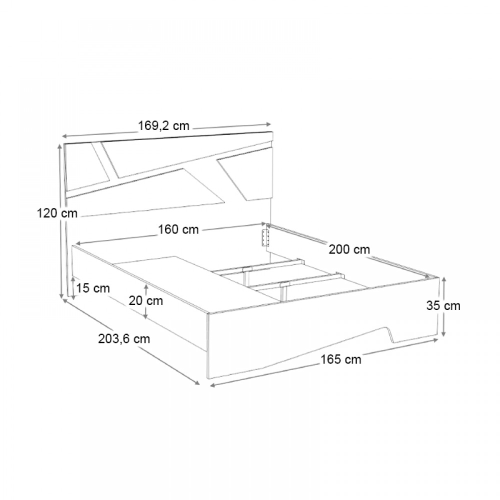 Κρεβάτι Efes Megapap χρώμα γκρι σκυροδέματος 160x200εκ.