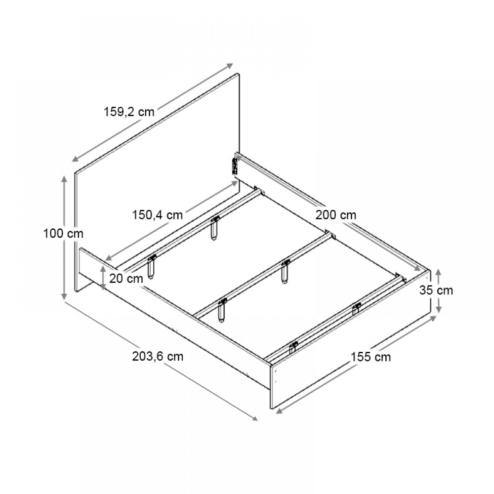Κρεβάτι Troy Megapap χρώμα καρυδί 150x200εκ.