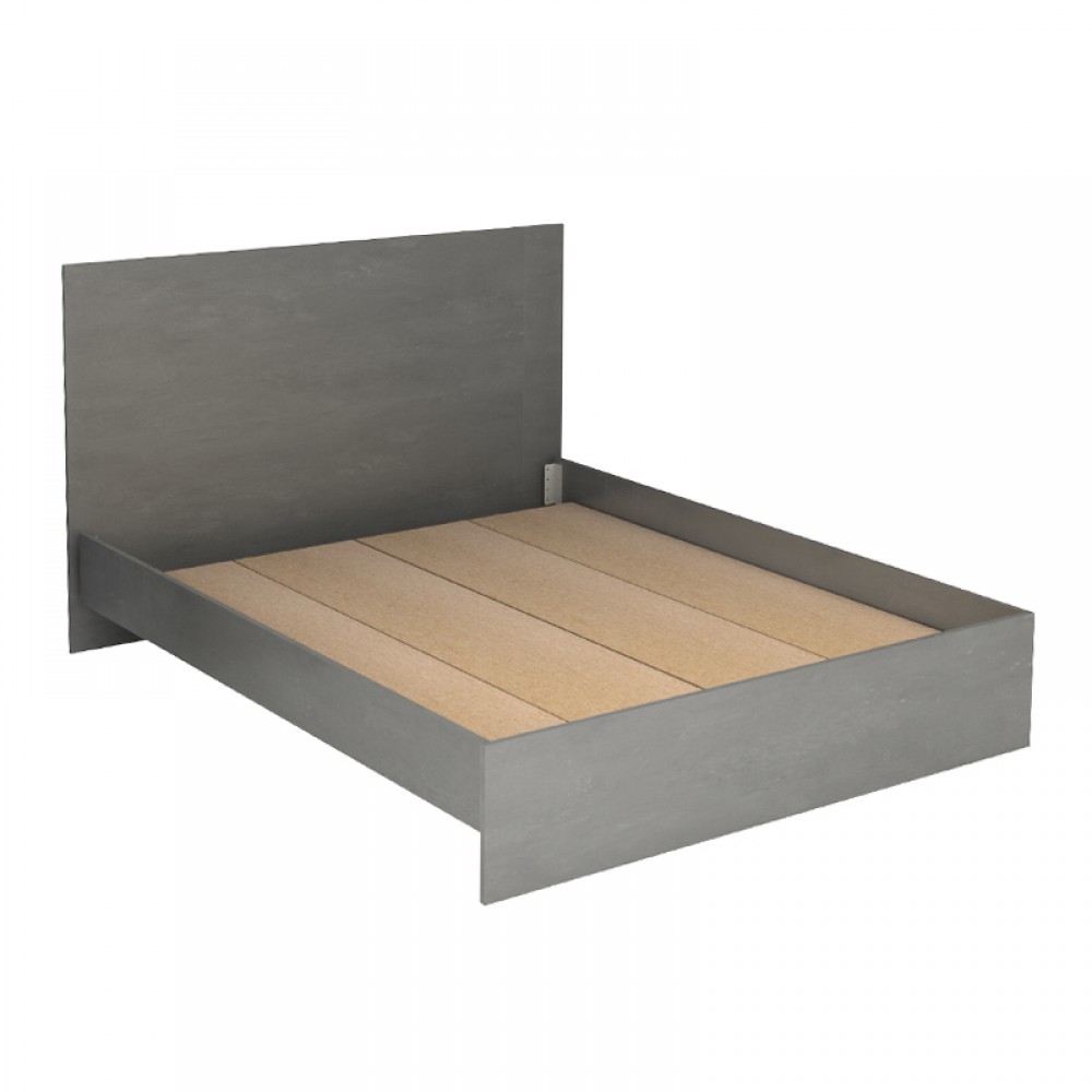 Κρεβάτι Troy Megapap χρώμα γκρι σκυροδέματος 150x200εκ.