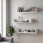 Ραφιέρα τοίχου Dark Megapap 3 τεμαχίων χρώμα λευκό 60x15x12εκ.