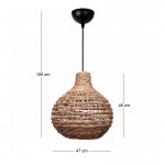 Φωτιστικό οροφής Faya Megapap E27 wicker μονόφωτο χρώμα φυσικό Ø46x100εκ.