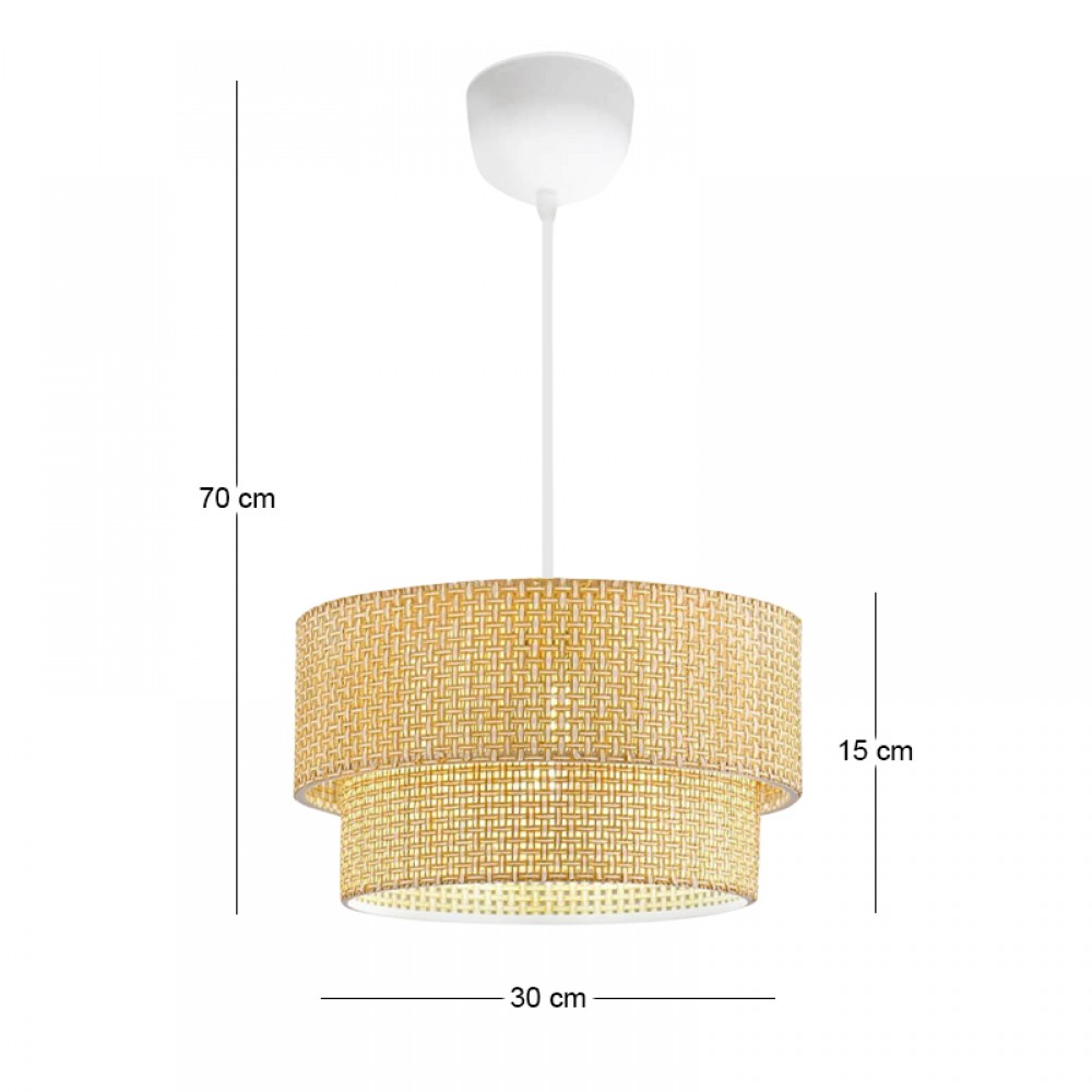 Φωτιστικό οροφής Sora Megapap E27 ύφασμα PVC μονόφωτο χρώμα μπεζ Ø30x70εκ.