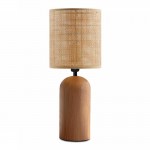 Φωτιστικό επιτραπέζιο Cora Megapap E14 ξύλινο - pe rattan χρώμα φυσικό Ø15x35εκ.
