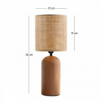 Φωτιστικό επιτραπέζιο Cora Megapap E14 ξύλινο - pe rattan χρώμα φυσικό Ø15x35εκ.