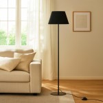 Φωτιστικό δαπέδου Vilo Megapap E27 μεταλλικό - ύφασμα Pvc χρώμα μαύρο Ø35x152εκ.