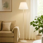 Φωτιστικό δαπέδου Vilo Megapap E27 μεταλλικό - ύφασμα Pvc χρώμα λευκό Ø35x152εκ.