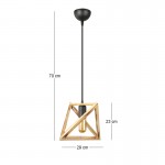 Φωτιστικό οροφής Piramit Megapap E27 ξύλινο μονόφωτο χρώμα φυσικό 29x25x70εκ.