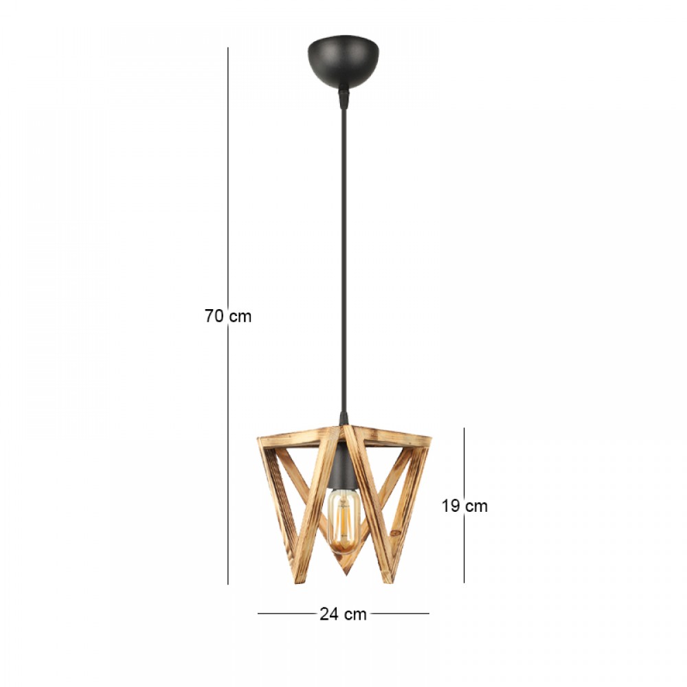 Φωτιστικό οροφής Nexo Megapap E27 ξύλινο μονόφωτο χρώμα φυσικό 24x21x70εκ.