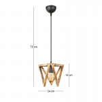 Φωτιστικό οροφής Nexo Megapap E27 ξύλινο μονόφωτο χρώμα φυσικό 24x21x70εκ.