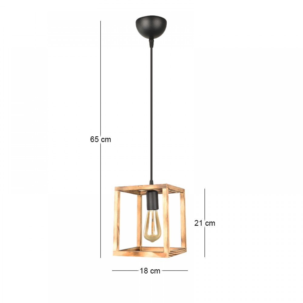 Φωτιστικό οροφής Kubo Megapap E27 ξύλινο μονόφωτο χρώμα φυσικό 18x18x65εκ.