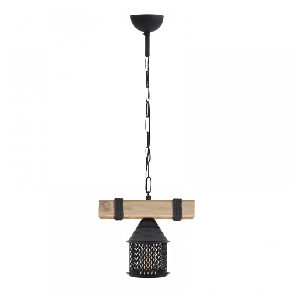Φωτιστικό οροφής Elora Megapap E27 ξύλινο - μεταλλικό μονόφωτο χρώμα φυσικό - μαύρο 25x13x75εκ.