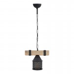 Φωτιστικό οροφής Elora Megapap E27 ξύλινο - μεταλλικό μονόφωτο χρώμα φυσικό - μαύρο 25x13x75εκ.