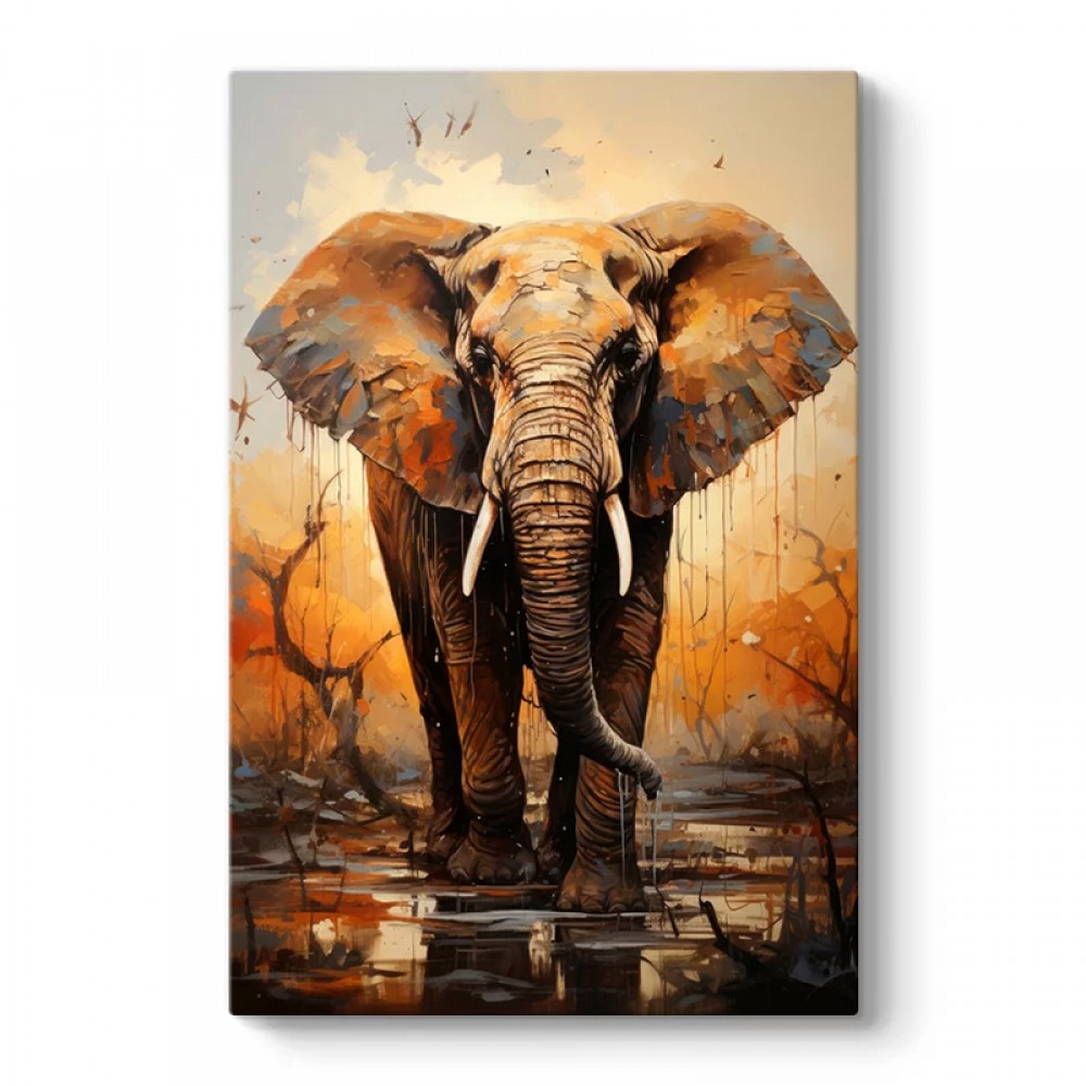 Πίνακας σε καμβά "Elephant Story" Megapap ψηφιακής εκτύπωσης 60x90x3εκ.