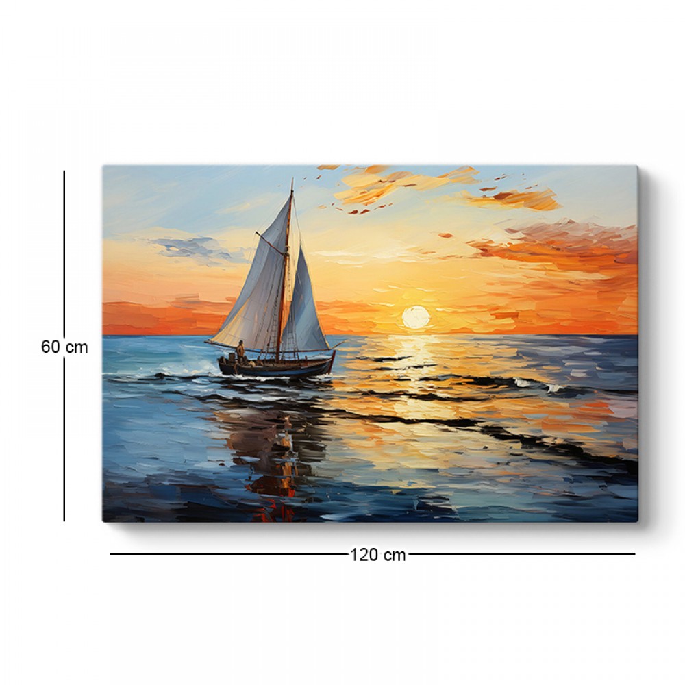 Πίνακας σε καμβά "Fisherman at the sunset" Megapap ψηφιακής εκτύπωσης 120x60x3εκ.