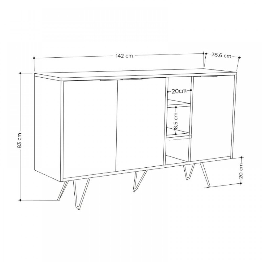 Μπουφές Clara Megapap χρώμα sandstone 142x35,6x83εκ.