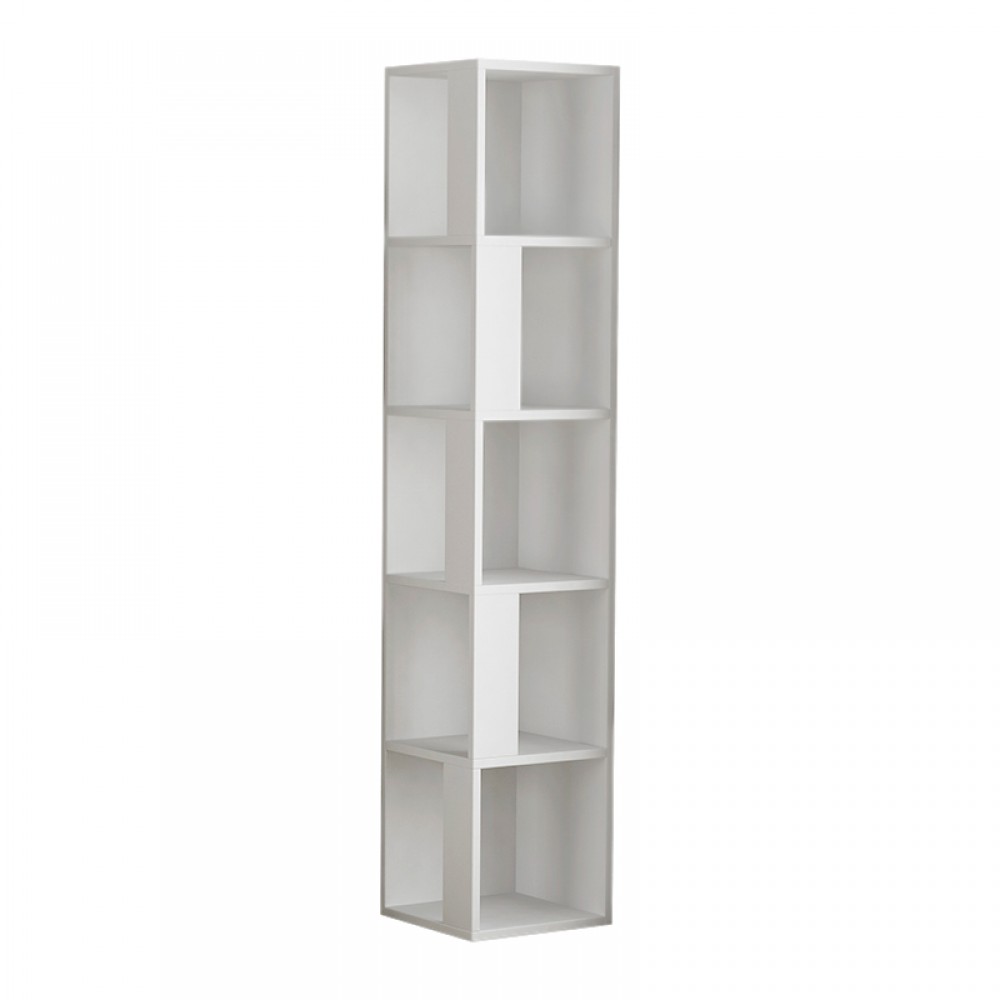 Βιβλιοθήκη γωνιακή Piano Megapap χρώμα λευκό 31,4x31,4x158,9εκ.