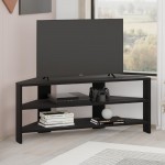 Έπιπλο τηλεόρασης γωνιακό Thales Megapap χρώμα black wood 110x36x45εκ.