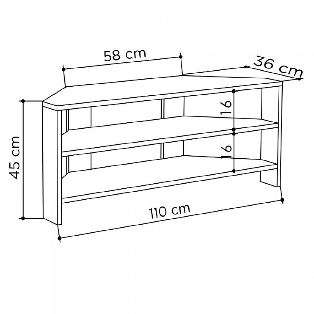 Έπιπλο τηλεόρασης γωνιακό Thales Megapap χρώμα black wood 110x36x45εκ.