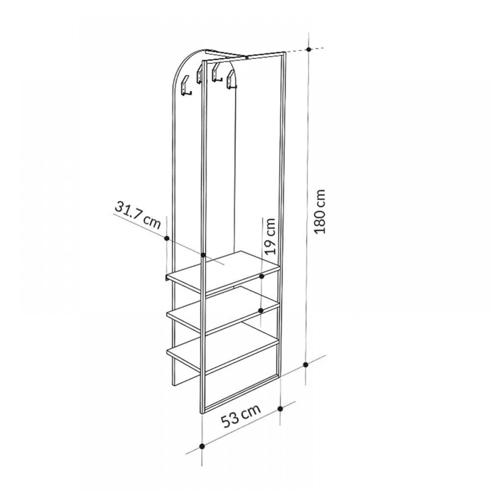 Έπιπλο εισόδου Archy Megapap χρώμα ανοιχτό καρυδί 53x31,7x180εκ.