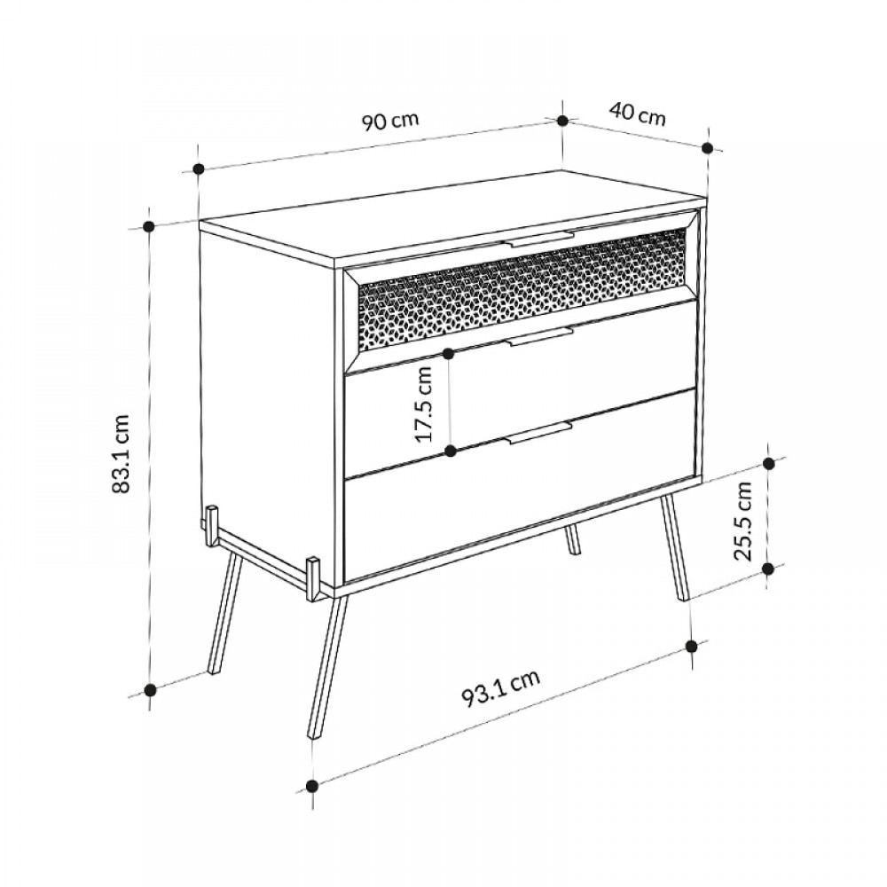 Συρταριέρα Naive Megapap χρώμα sapphire oak 93,1x40x83,1εκ.