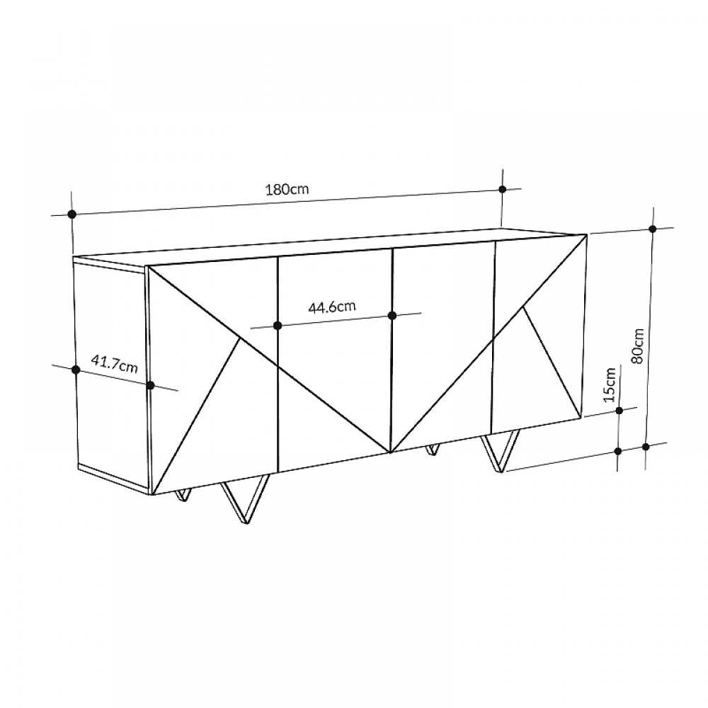 Μπουφές Jakomen Megapap χρώμα ανοιχτό καρυδί 180x41,7x80εκ.