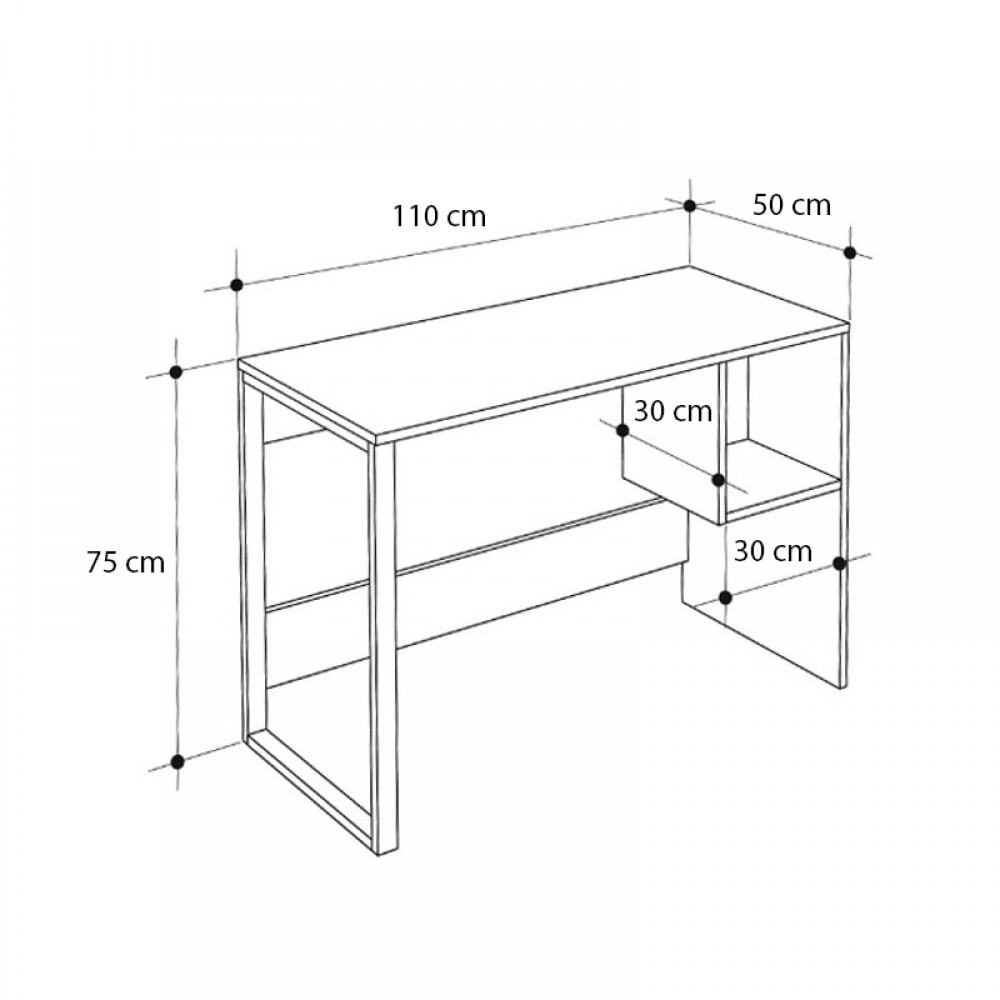 Γραφείο εργασίας Cubo Megapap χρώμα black wood 110x50x75εκ.