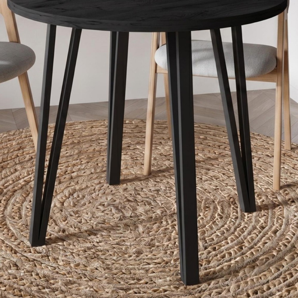 Τραπέζι Xana Megapap χρώμα black wood Ø90x77,5εκ.