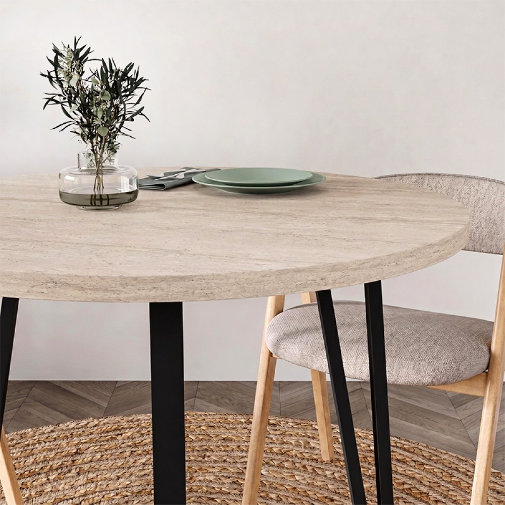 Τραπέζι Xana Megapap χρώμα travertine Ø90x77,5εκ.