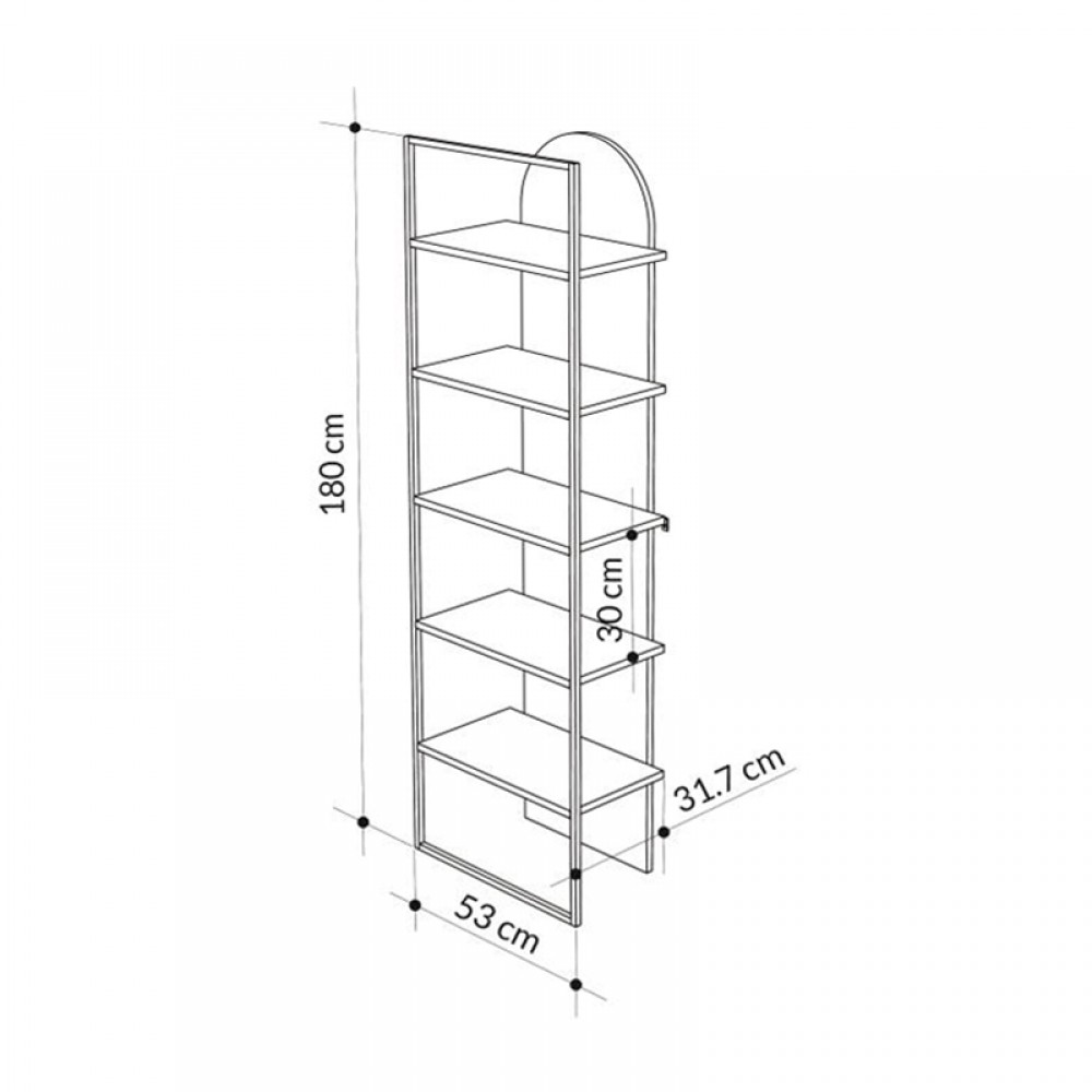 Βιβλιοθήκη Archy Megapap χρώμα γκρι ρετρό 53x31,7x180εκ.