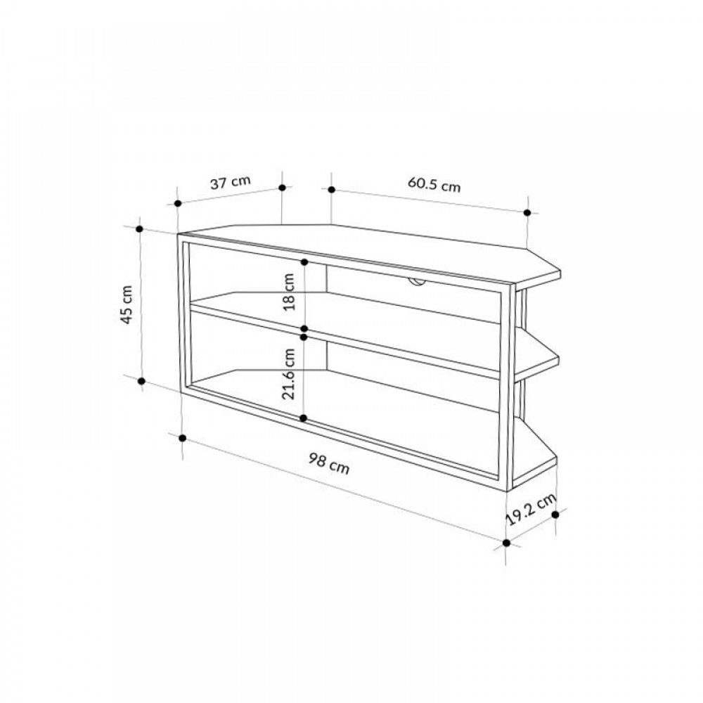 Έπιπλο τηλεόρασης γωνιακό Echo Megapap χρώμα sapphire oak 98x37x45εκ.