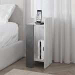 Κομοδίνο Elos Megapap δεξί χρώμα λευκό αντικέ - γκρι ρετρό 25x27x60εκ.