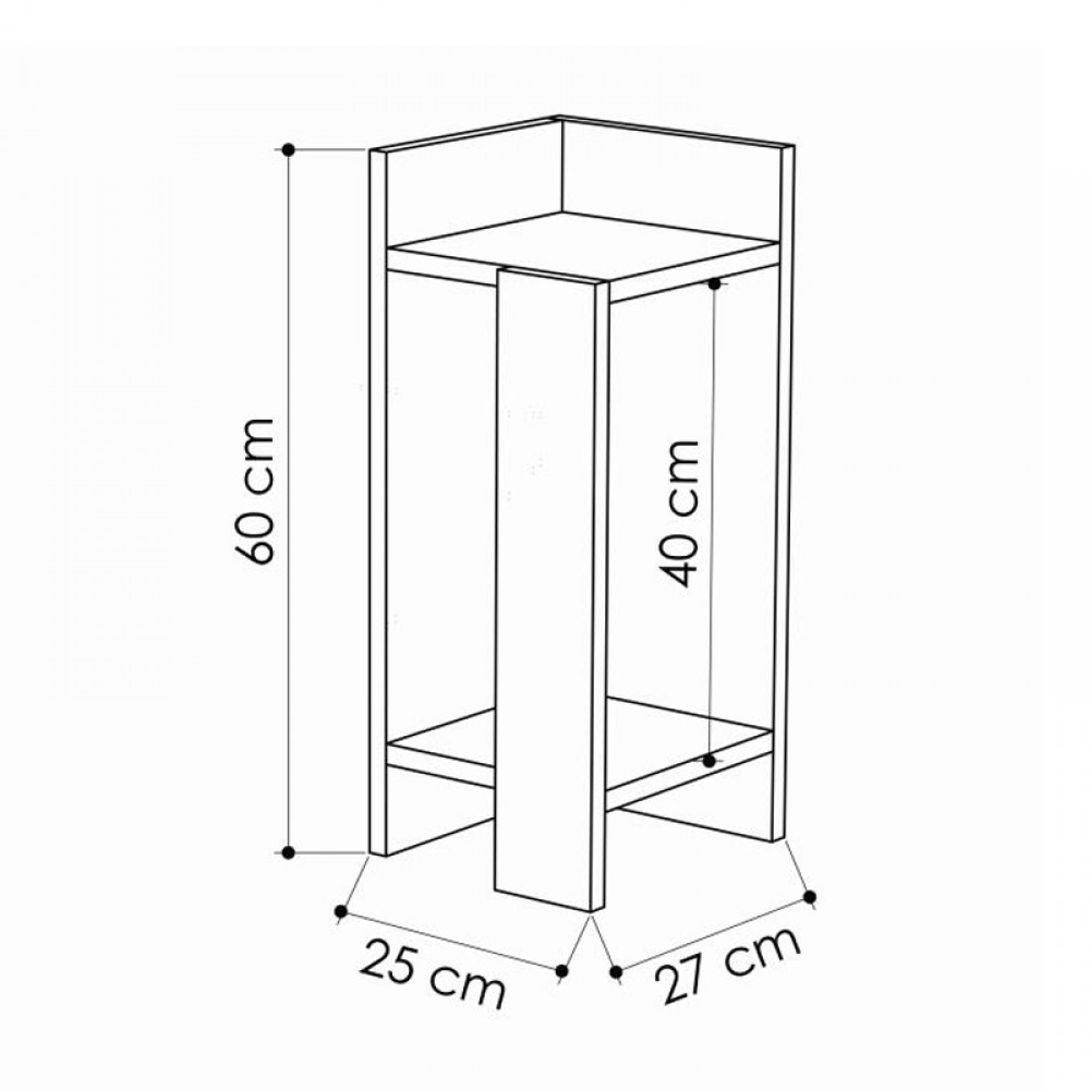 Κομοδίνο Elos Megapap αριστερό χρώμα black wood 25x27x60εκ.