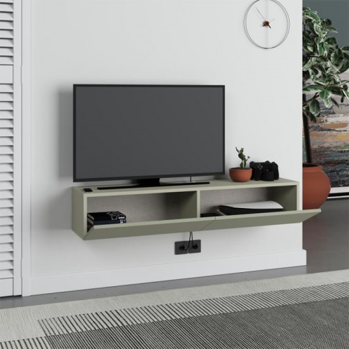 Έπιπλο τηλεόρασης επιτοίχιο Francy Megapap χρώμα ash green 135x31,7x25εκ.