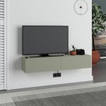 Έπιπλο τηλεόρασης επιτοίχιο Francy Megapap χρώμα ash green 135x31,7x25εκ.