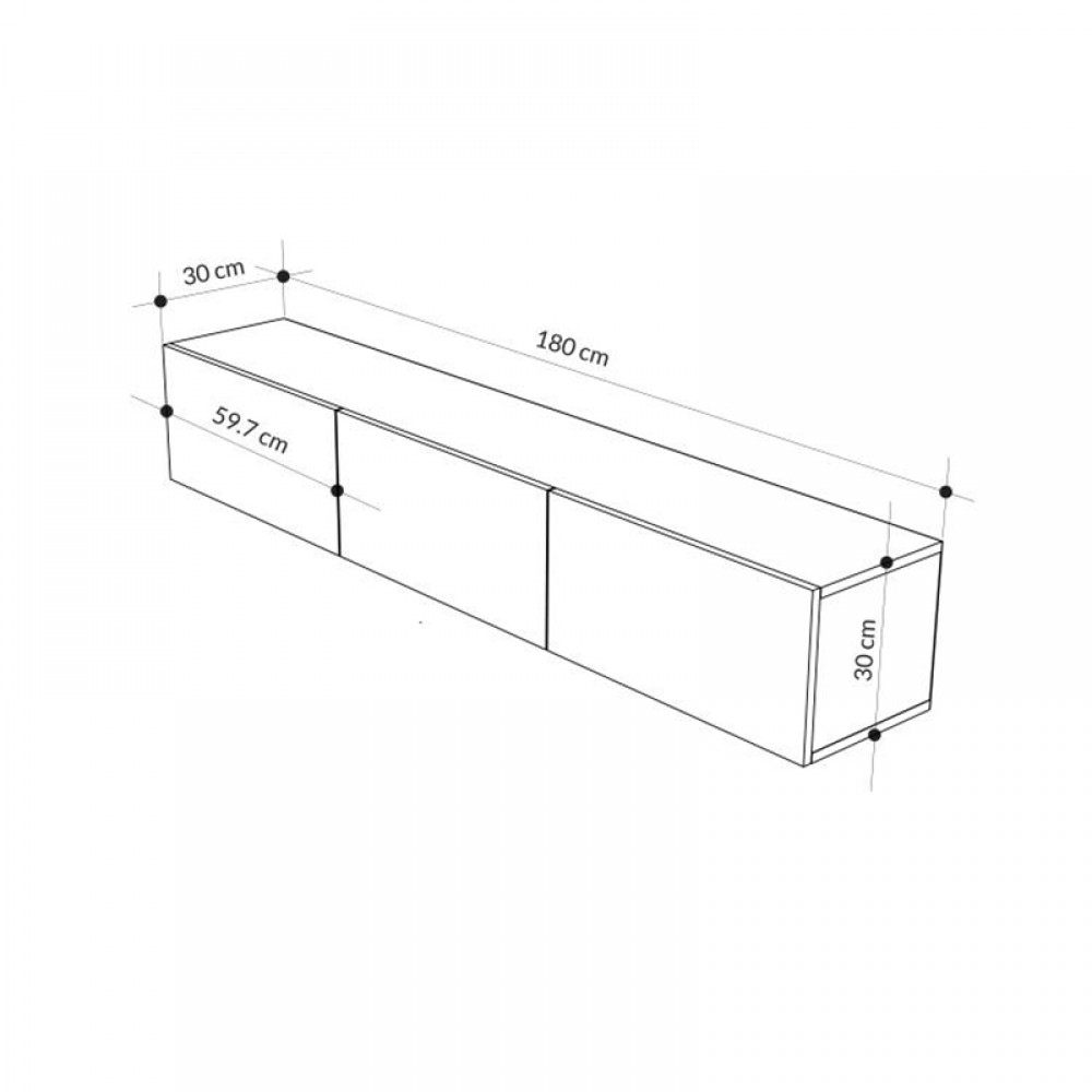 Έπιπλο τηλεόρασης επιτοίχιο Francy Megapap χρώμα sandstone 180x30x30εκ.