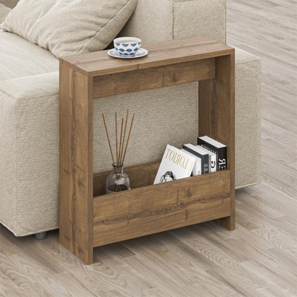 Τραπεζάκι βοηθητικό Simpi Megapap χρώμα ανοιχτό καρυδί 55x20x60εκ.