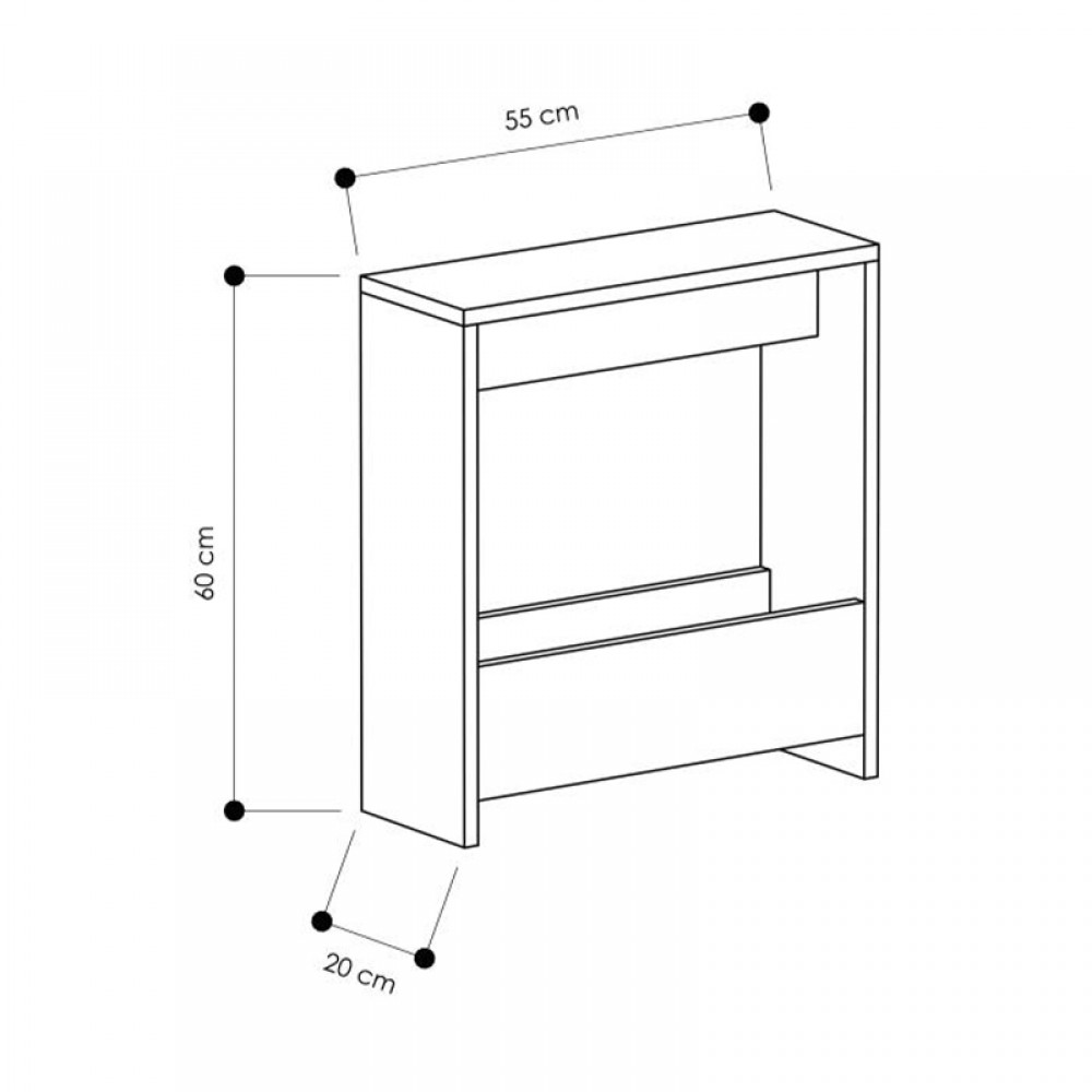 Τραπεζάκι βοηθητικό Simpi Megapap χρώμα ανοιχτό καρυδί 55x20x60εκ.